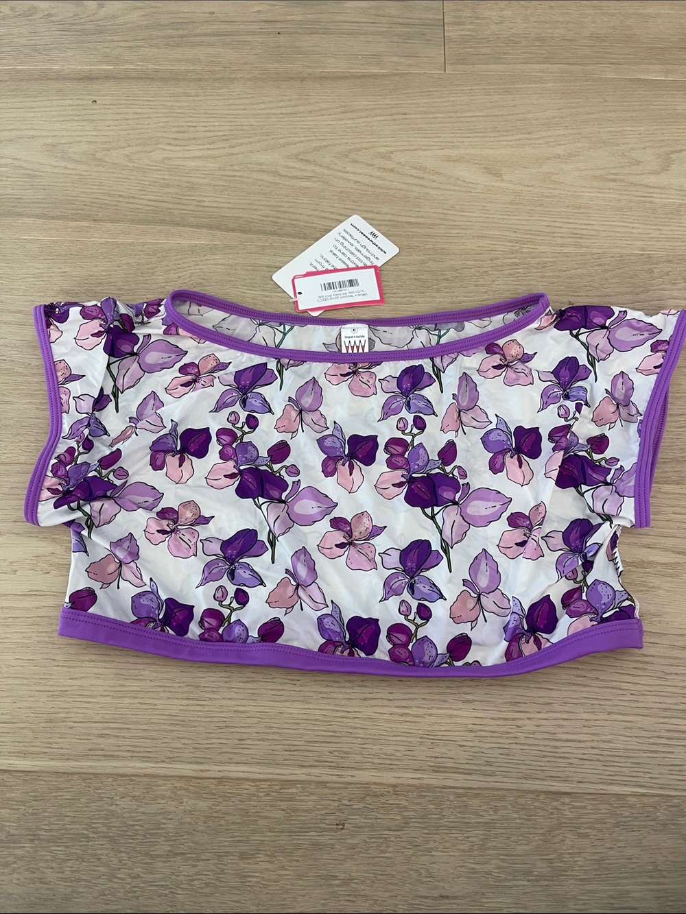 Wicked weasel sheer Floral Purple Crop swim Tank Top
